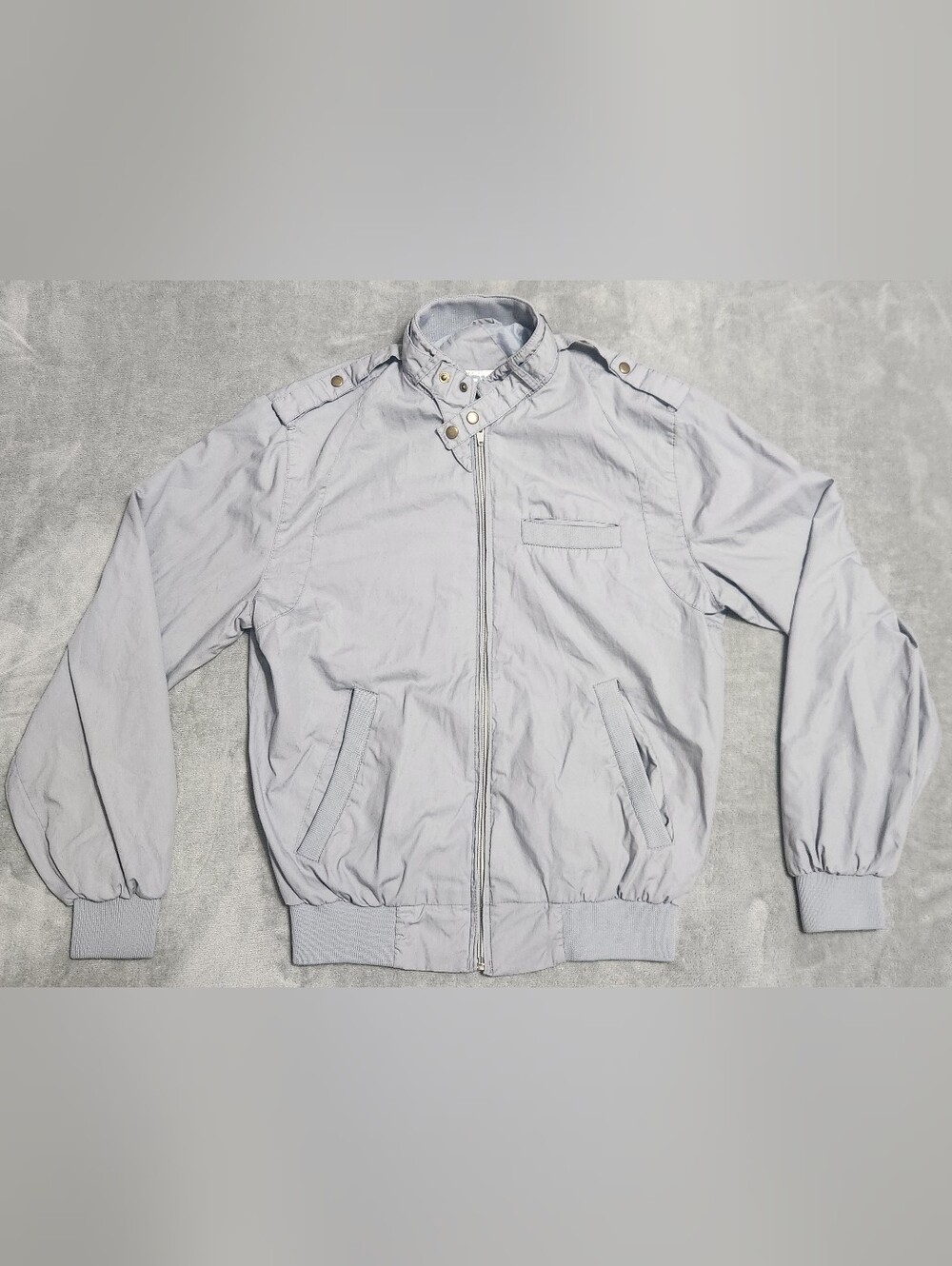 Vintage Alps Gray Epaulet Military Style Lightweight Zip Jacket Size S